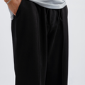 Black Pleated Essential Trousers — Unisex Relax Fit